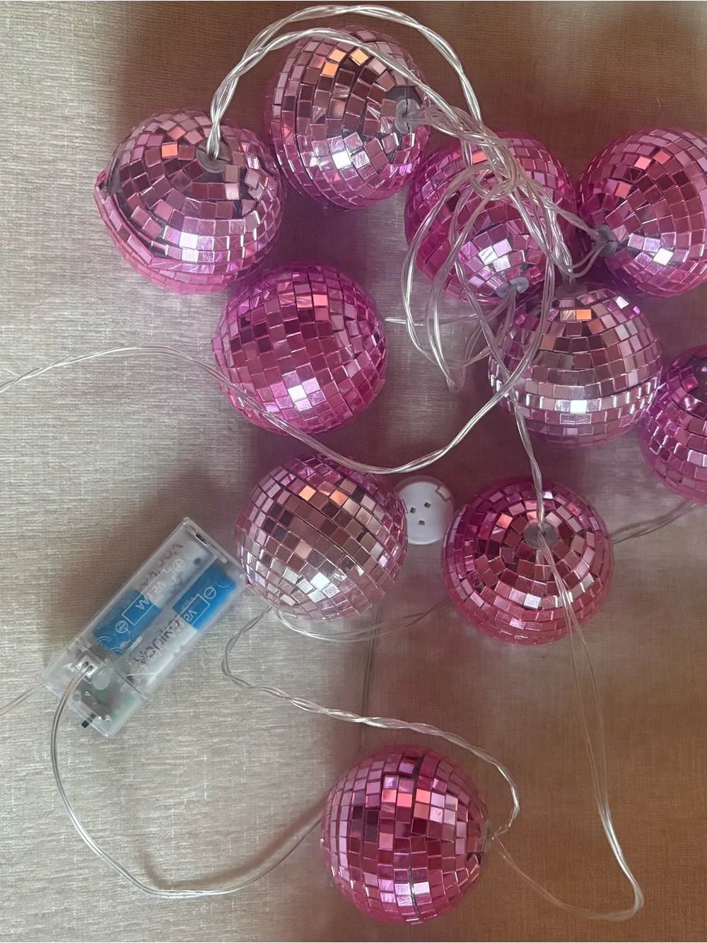 Pink Disco Ball String Lights - Home Party Supplies